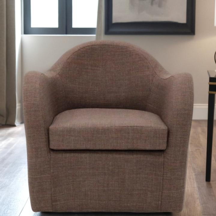 Brown Swivel Club Accent Chair
