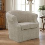 Cream Upholstered Nikole Swivel Accent Chair