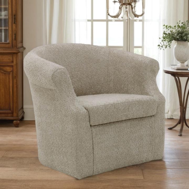 Cream Upholstered Nikole Swivel Accent Chair