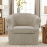 Cream Upholstered Nikole Swivel Accent Chair
