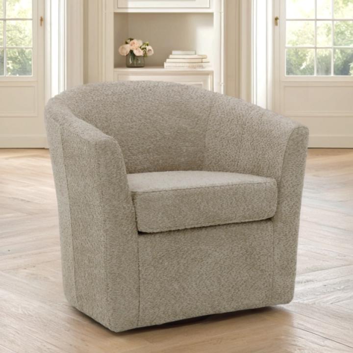 Oatmeal Upholstered Swivel Accent Chair