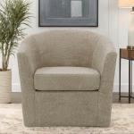Oatmeal Upholstered Swivel Accent Chair