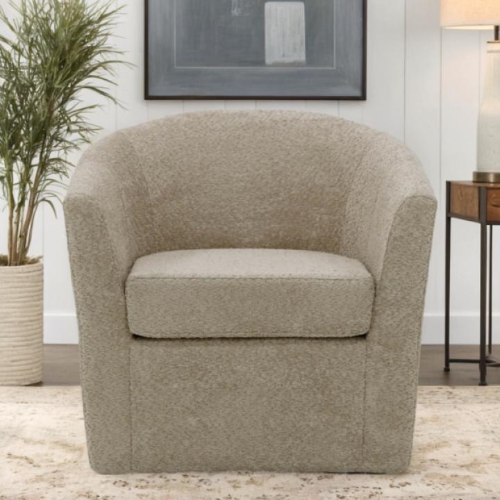 Oatmeal Upholstered Swivel Accent Chair