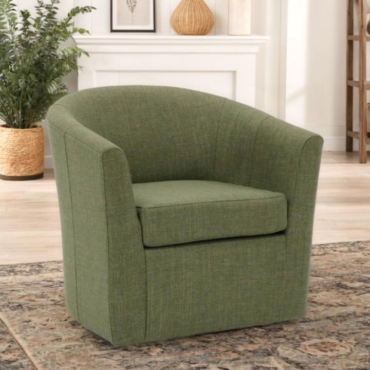 Green Upholstered Swivel Accent Chair