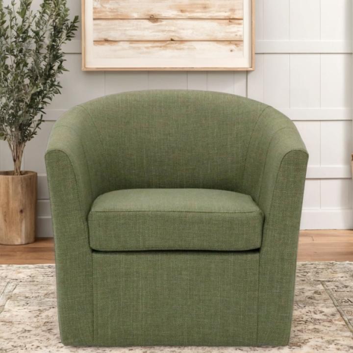 Green Upholstered Swivel Accent Chair