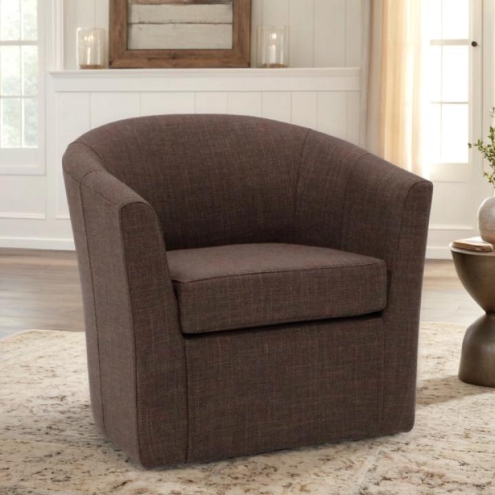 Truffle Brown Upholstered Swivel Accent Chair