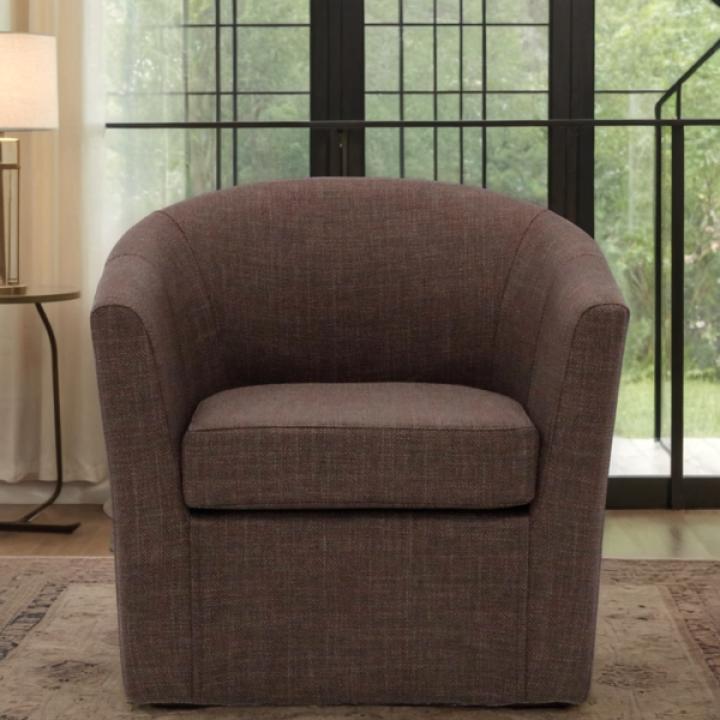 Truffle Brown Upholstered Swivel Accent Chair