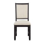 Antique Black Wood Upholstered Dining Chair