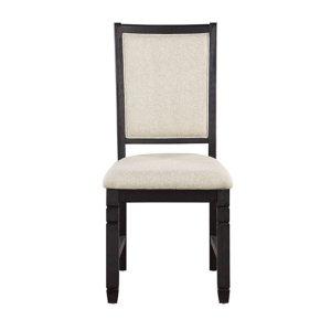 Antique Black Wood Upholstered Dining Chair