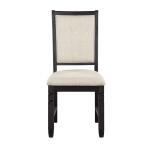 Antique Black Wood Upholstered Dining Chair