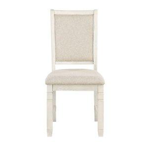 Antique White Wood Upholstered Dining Chair