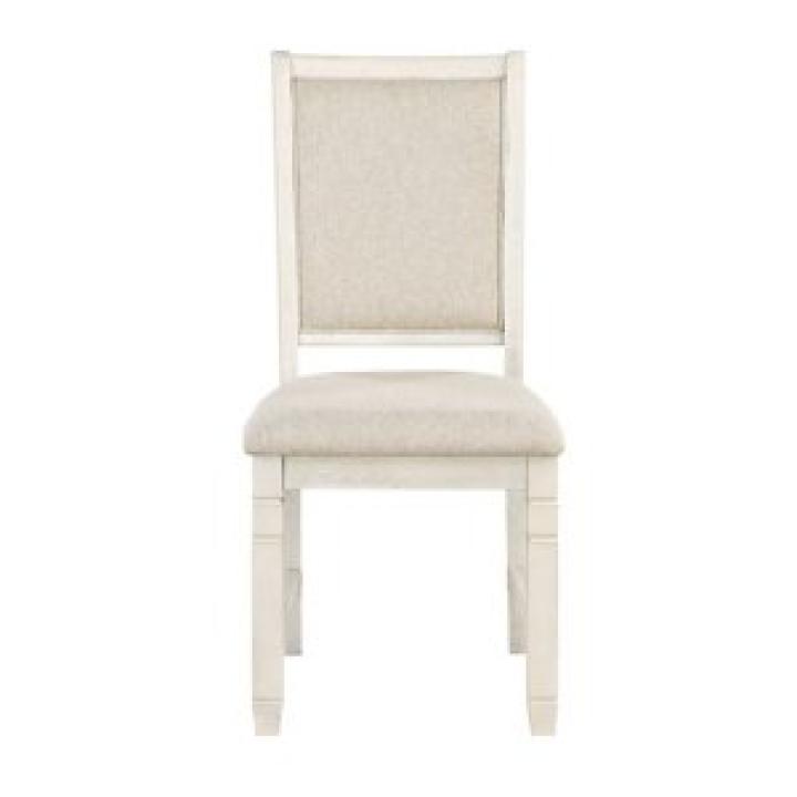Antique White Wood Upholstered Dining Chair