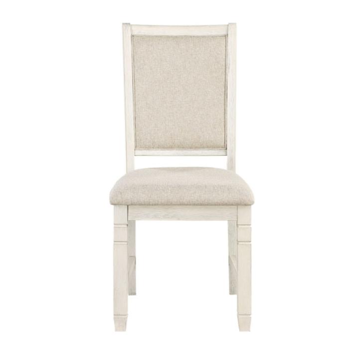 Antique White Wood Upholstered Dining Chair