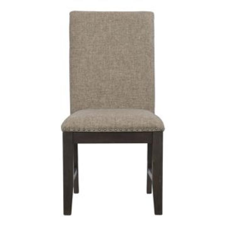 Rustic Brown Wood Upholstered Dining Chair