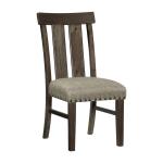 Neutral Wood Upholstered Nailhead Dining Chair