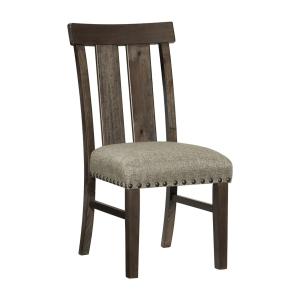 Neutral Wood Upholstered Nailhead Dining Chair