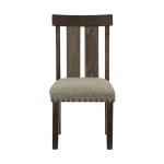 Neutral Wood Upholstered Nailhead Dining Chair