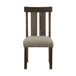 Neutral Wood Upholstered Nailhead Dining Chair