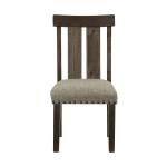 Neutral Wood Upholstered Nailhead Dining Chair