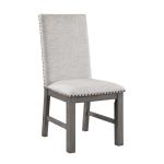 Gray Wood Upholstered Nailhead Dining Chair