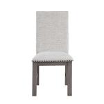 Gray Wood Upholstered Nailhead Dining Chair