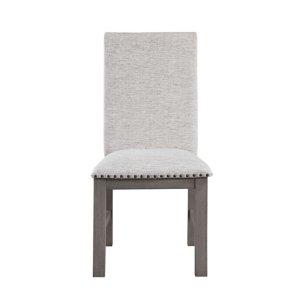 Gray Wood Upholstered Nailhead Dining Chair