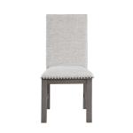 Gray Wood Upholstered Nailhead Dining Chair