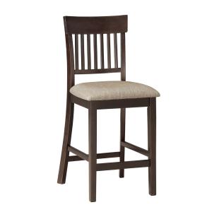 Balin Brown Wood Linen Slat Back Counter Stool
