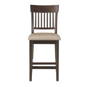 Balin Brown Wood Linen Slat Back Counter Stool