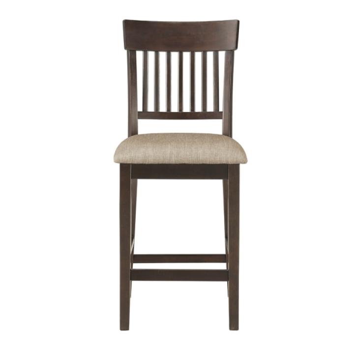 Balin Brown Wood Linen Slat Back Counter Stool