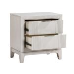 Florence Antique White Reeded 2-Drawer Nightstand