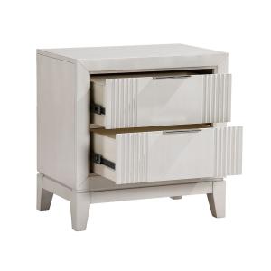 Florence Antique White Reeded 2-Drawer Nightstand