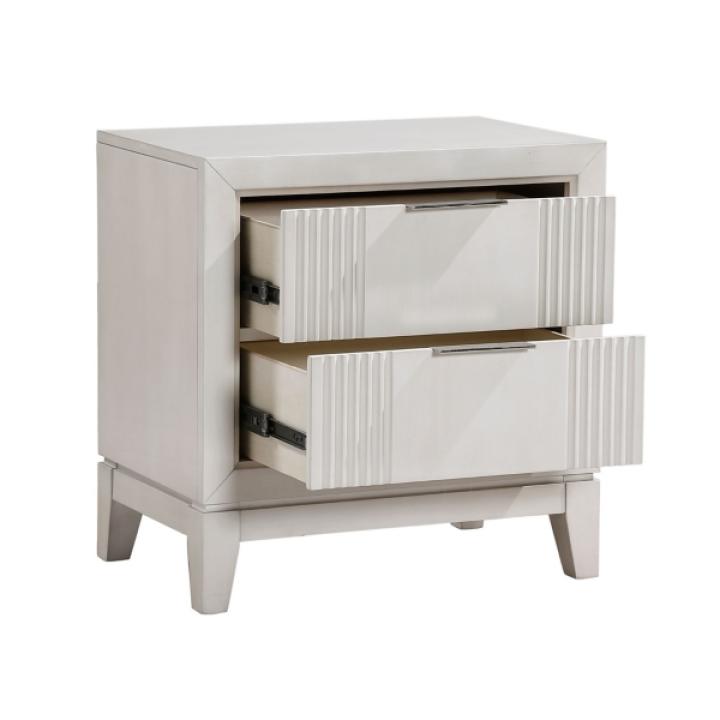 Florence Antique White Reeded 2-Drawer Nightstand