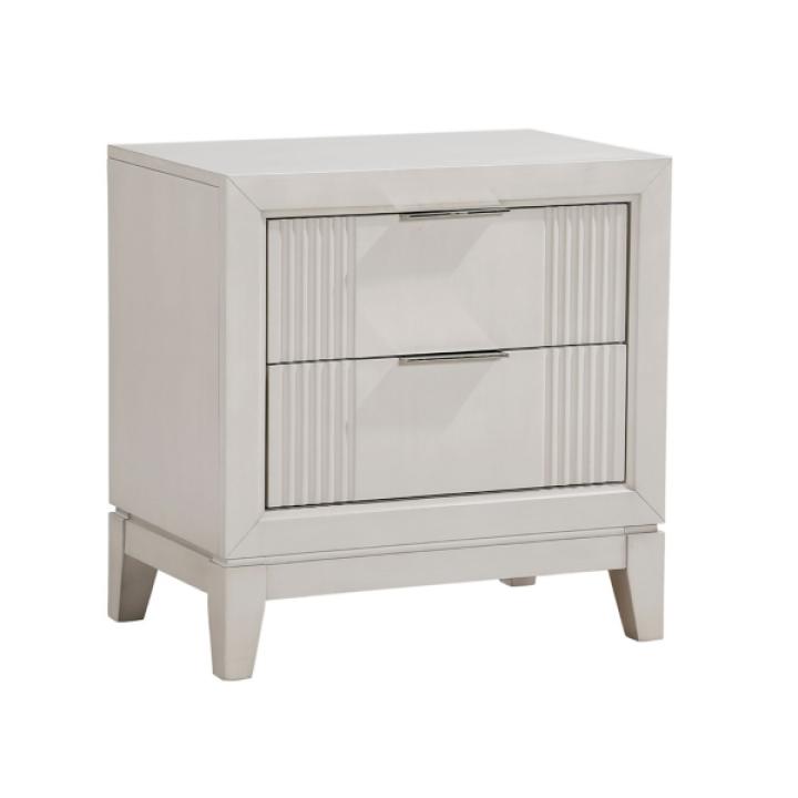 Florence Antique White Reeded 2-Drawer Nightstand