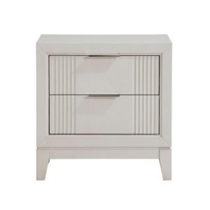 Florence Antique White Reeded 2-Drawer Nightstand