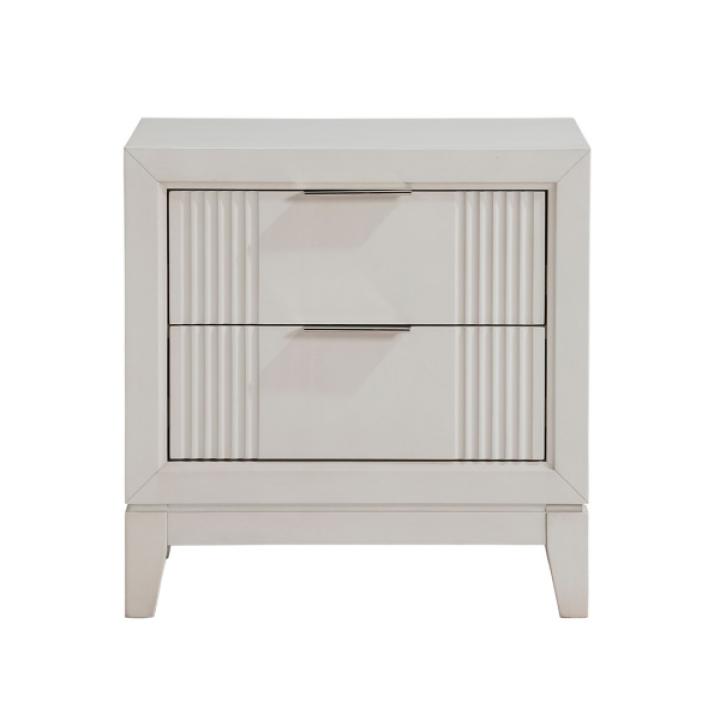 Florence Antique White Reeded 2-Drawer Nightstand