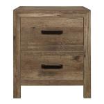 Weathered Pine Wood Planks 2-Drawer Nightstand