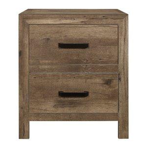 Weathered Pine Wood Planks 2-Drawer Nightstand