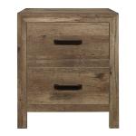 Weathered Pine Wood Planks 2-Drawer Nightstand