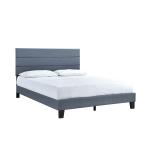 Dark Gray Plush Linen Queen Platform Bed