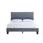 Dark Gray Plush Linen Queen Platform Bed