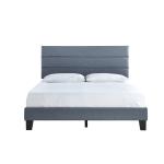 Dark Gray Plush Linen Queen Platform Bed