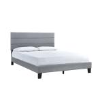 Gray Plush Linen Queen Platform Bed