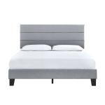 Gray Plush Linen Queen Platform Bed