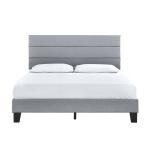 Gray Plush Linen Queen Platform Bed