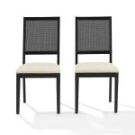 Black Woven Rattan Greer Dining Chairs, Set of 2