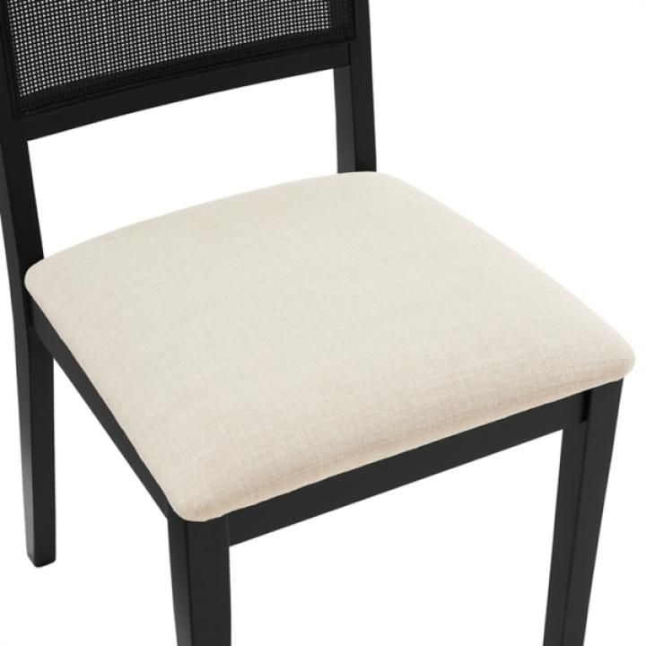 Black Woven Rattan Greer Dining Chairs, Set of 2