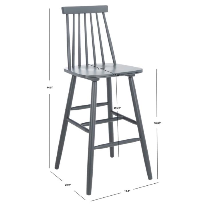 Gray Wood Scandinavian Bar Stools, Set of 2