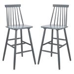 Gray Wood Scandinavian Bar Stools, Set of 2