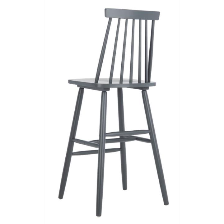 Gray Wood Scandinavian Bar Stools, Set of 2